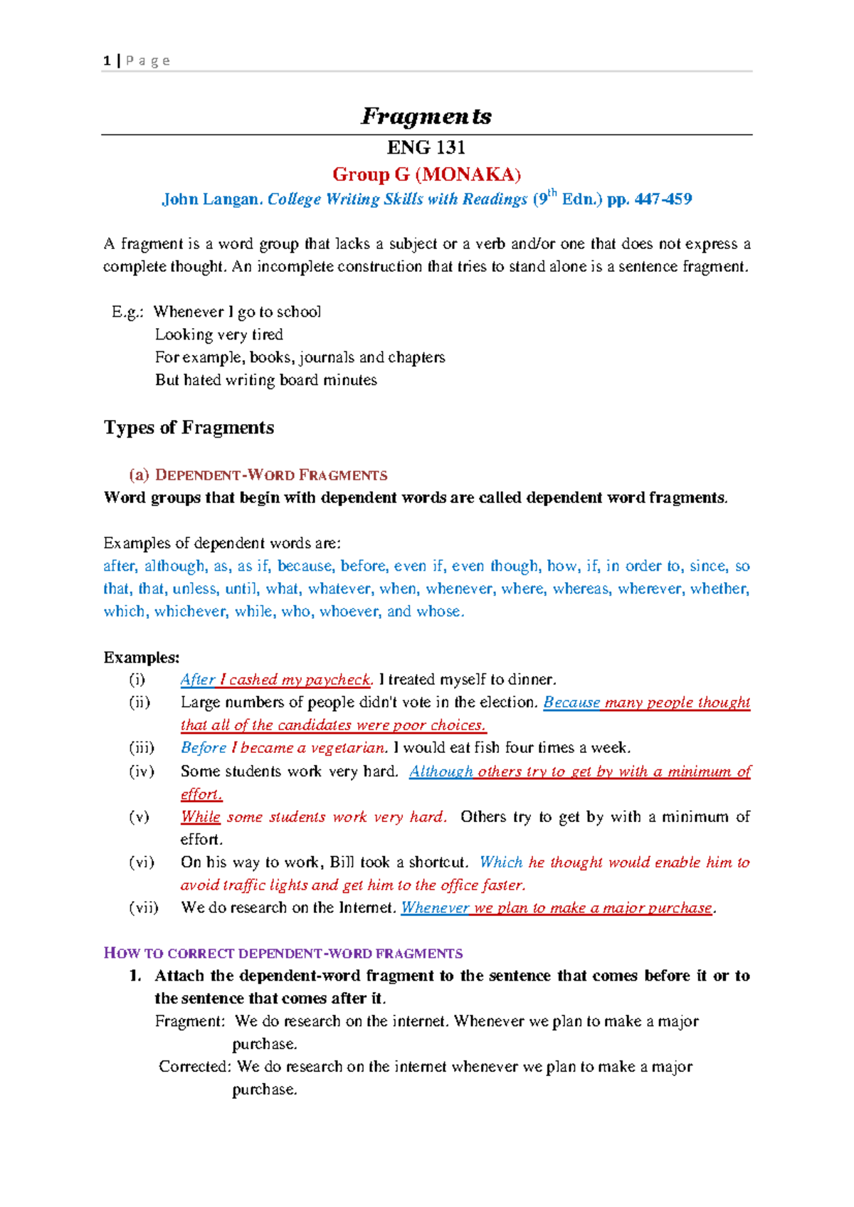 ENG 121 LEC03 Fragments: Understanding and Correcting Sentence ...