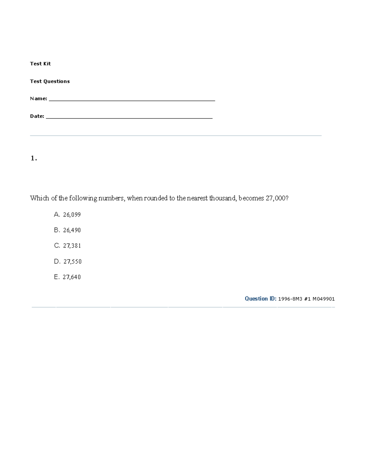 NAEP Test Questions Tool - Sample Questions and Answers - Studocu