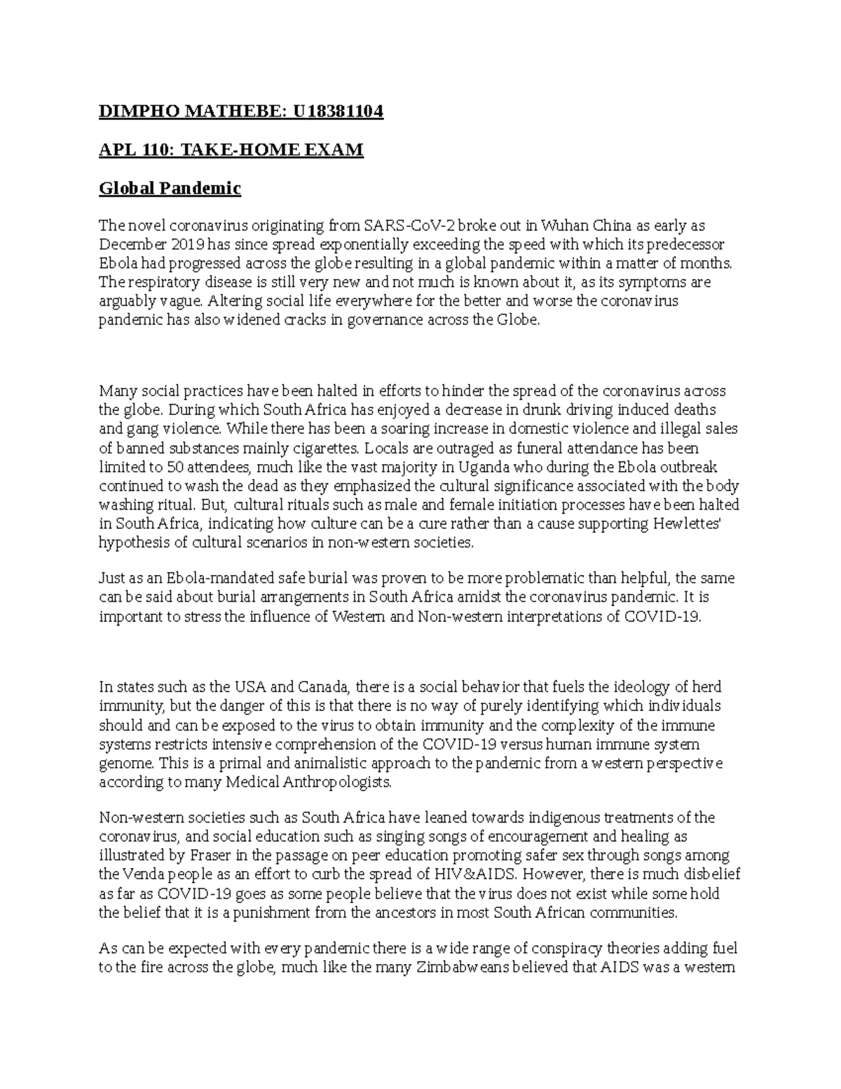 Semester Test 3 ESSAY - INTRODUCTION TO SOCIAL ANTHROPOLOGY 2021 ...