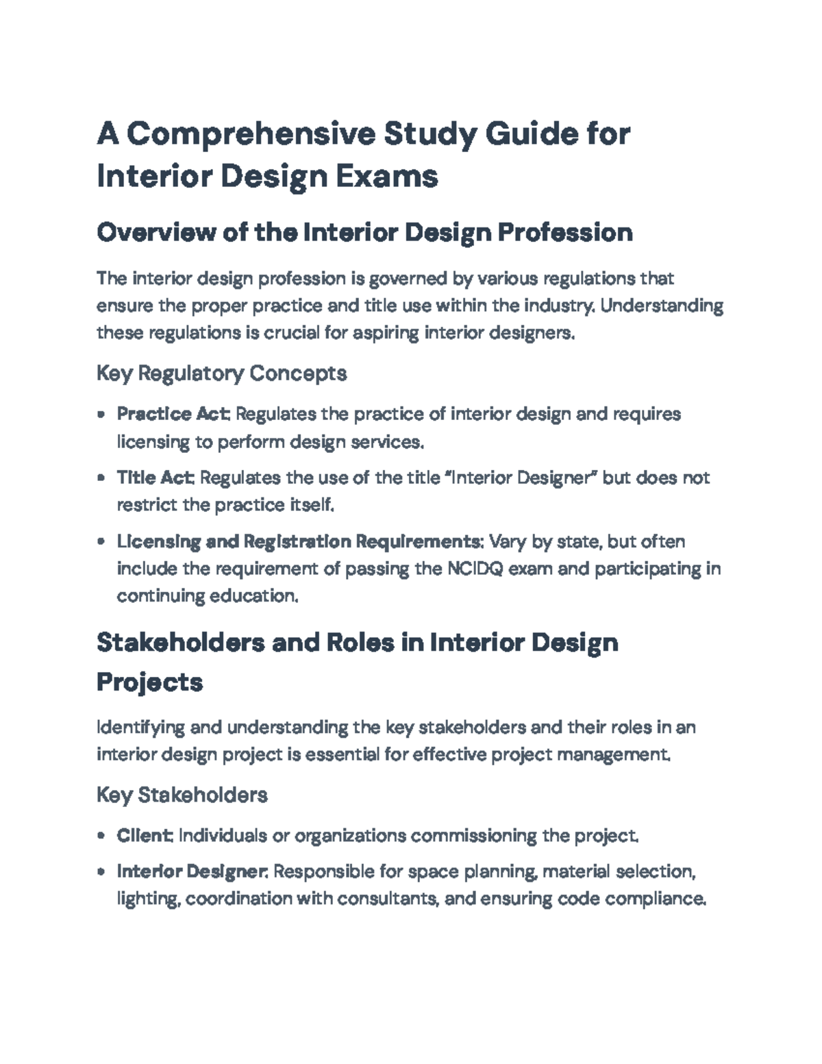 Interior Design Exam Study Guide: Key Concepts and Processes - A ...