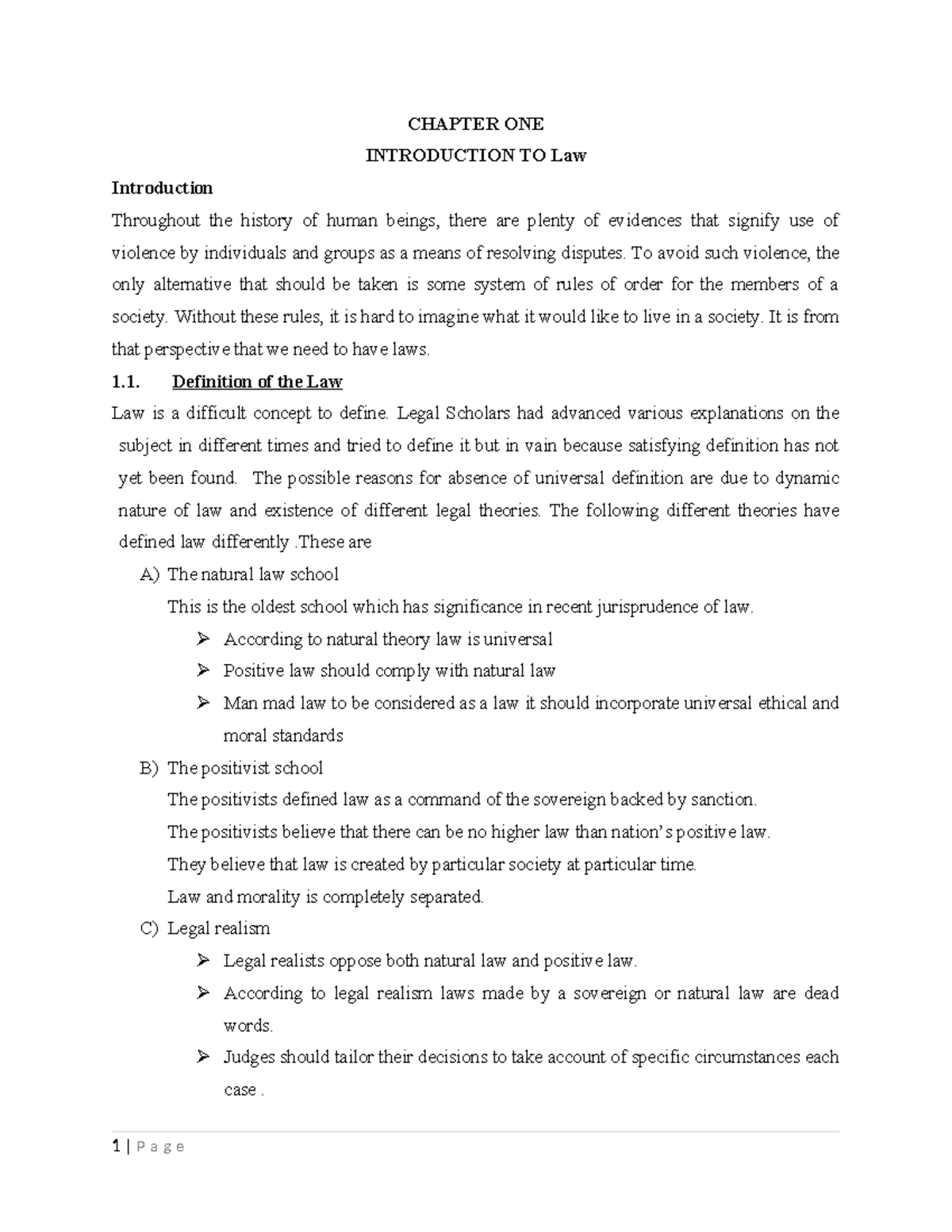 Business Law Handout: Chapter 1 - Introduction to Law and Legal ...