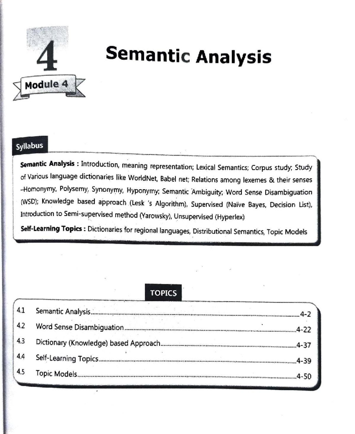 NLP Module 4: Semantic Analysis Syllabus and Key Concepts - Studocu