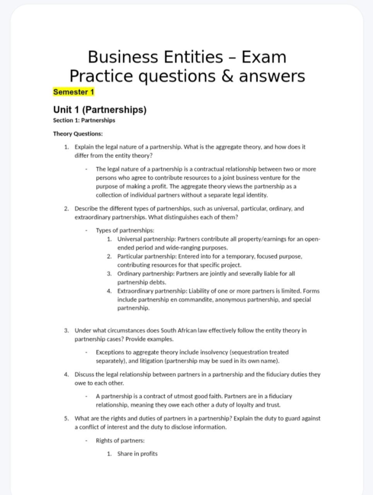 Business Entities Exam Practice Questions & Answers (LBUE3704) - Studocu