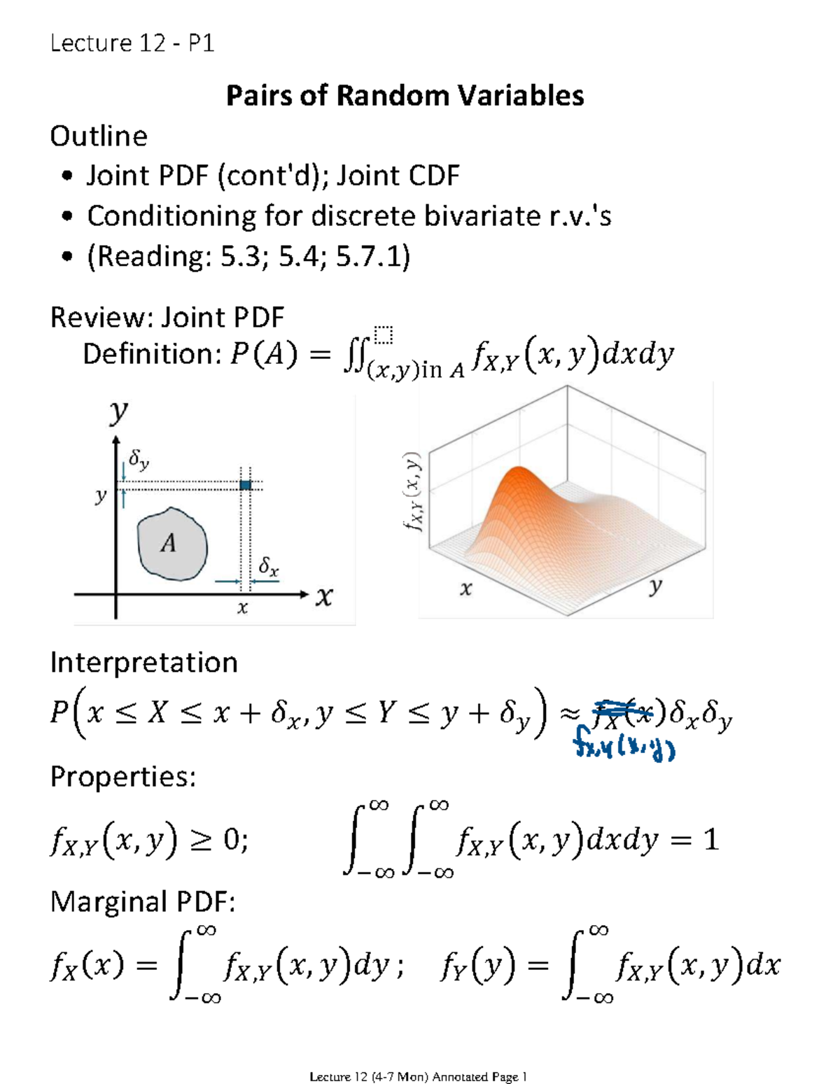 Lecture 12: Joint PDF, CDF & Conditioning of Bivariate Random Variables ...