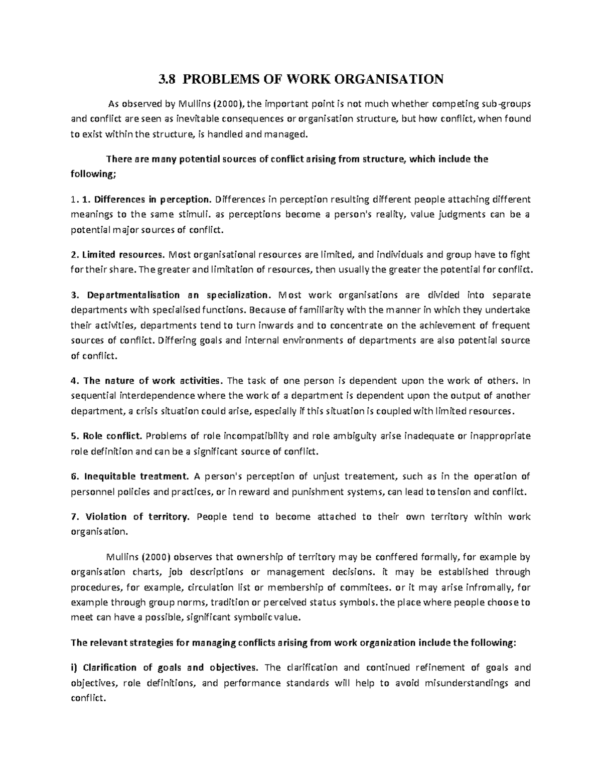 3.8 Problems of Work Organization: Sources & Management Strategies ...