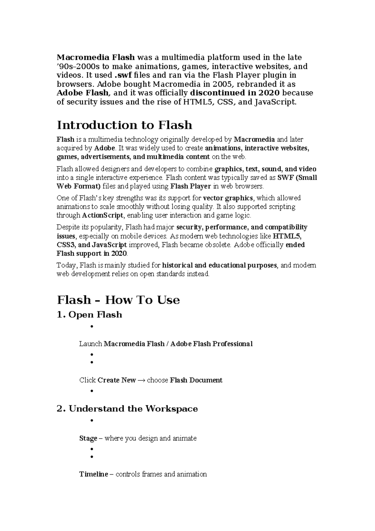 UNIT3 - Lab Manual: Exploring Macromedia Flash and Its Features - Studocu