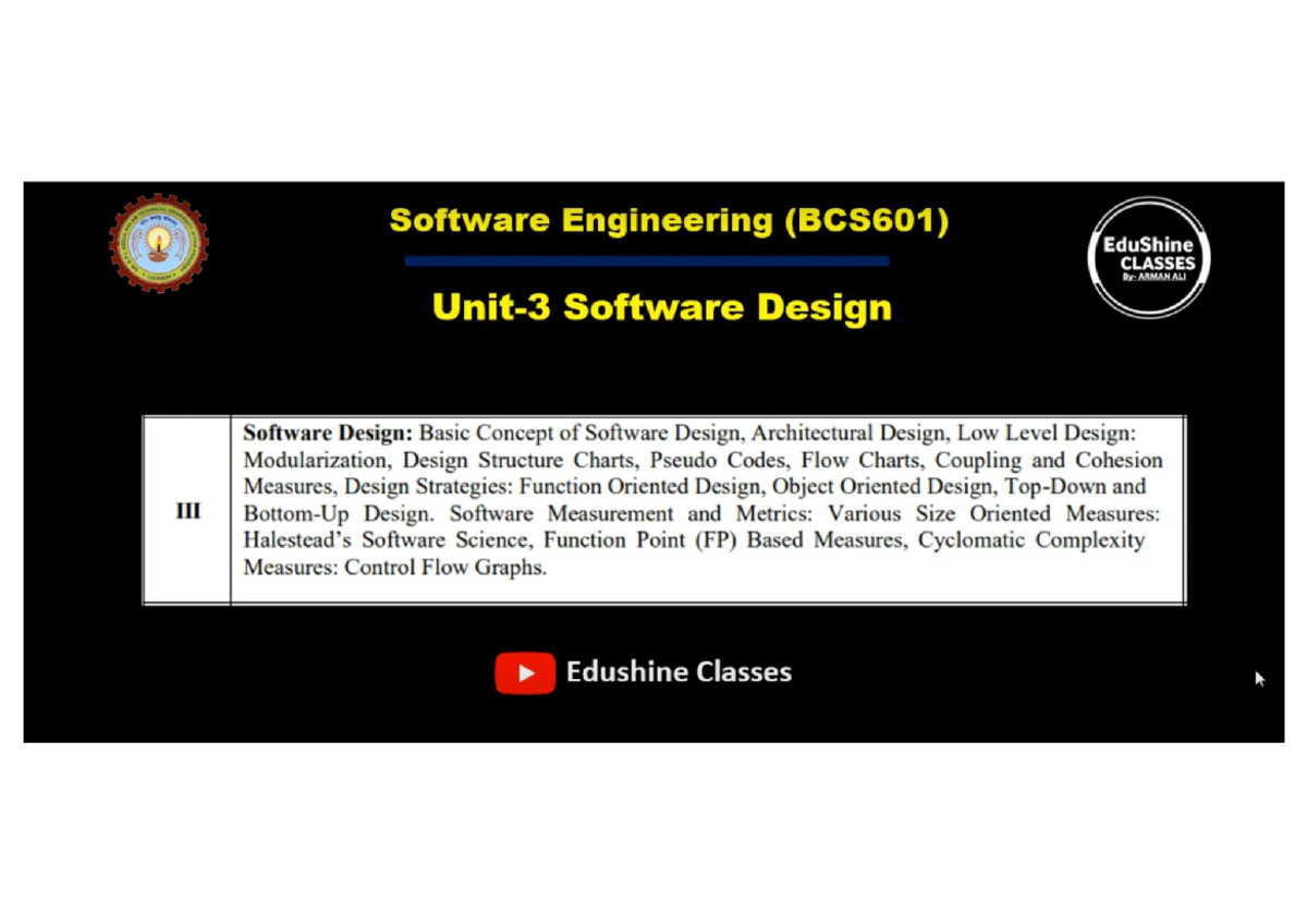 Software Engineering (BCS601) Final Exam Notes: Software Design ...