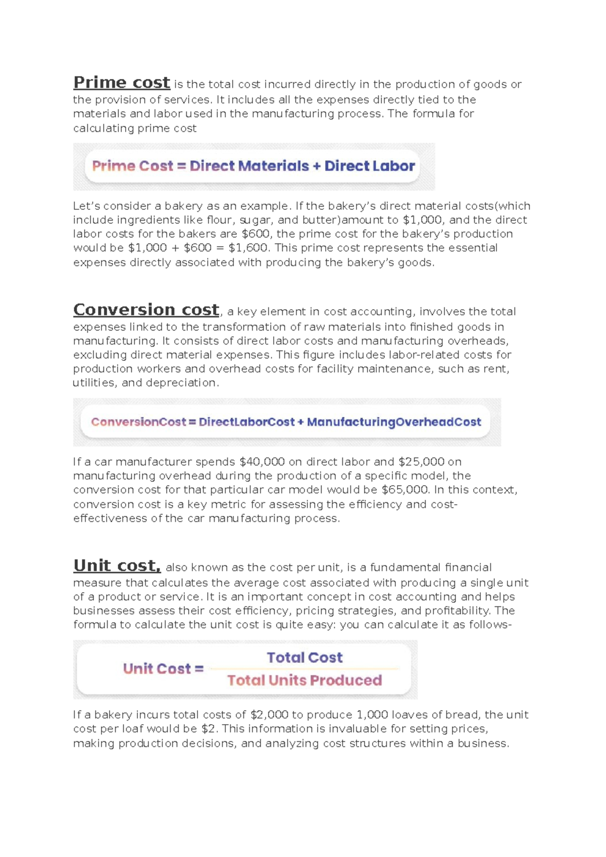 Cost Acoounting Formula - Prime cost is the total cost incurred ...
