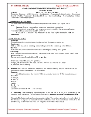 CB3401 - Unit 3: Transaction Management & Concurrency Control Notes ...
