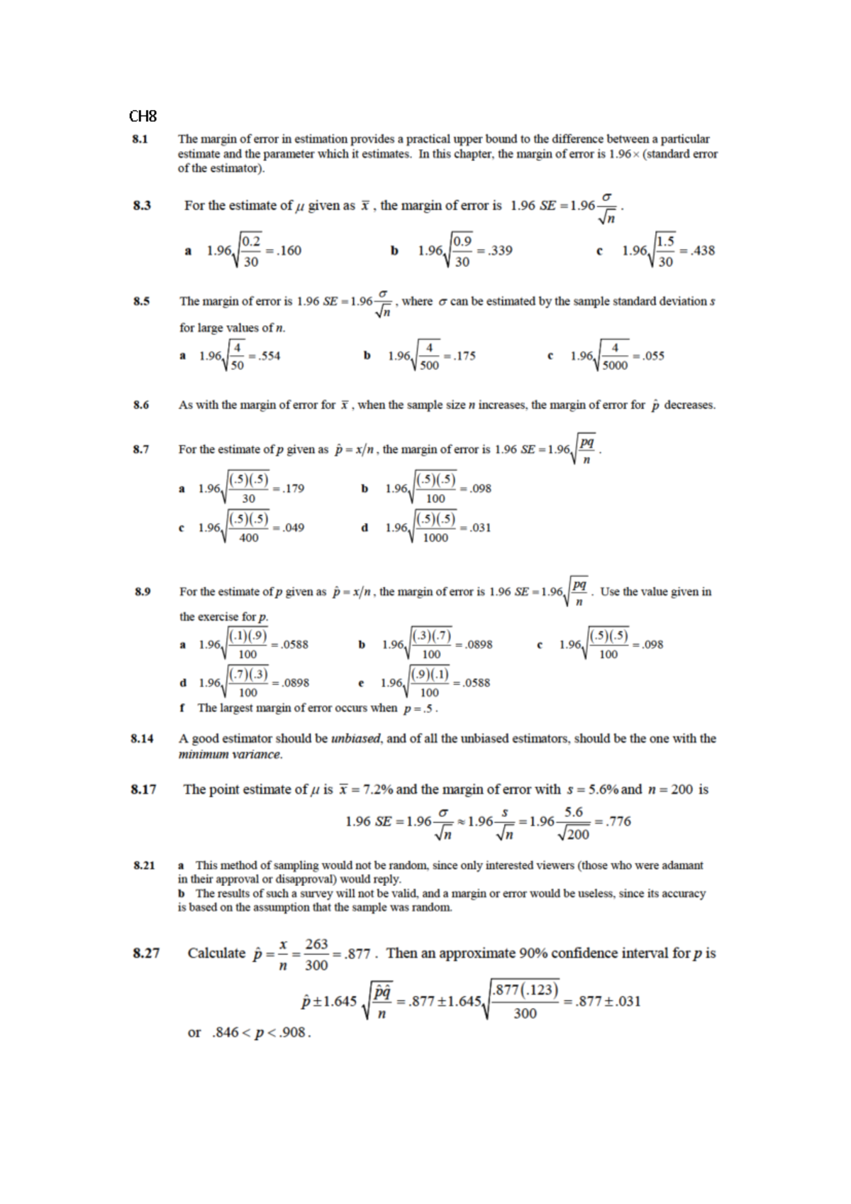 CH8 - Statistics Summary and Key Concepts - Studocu