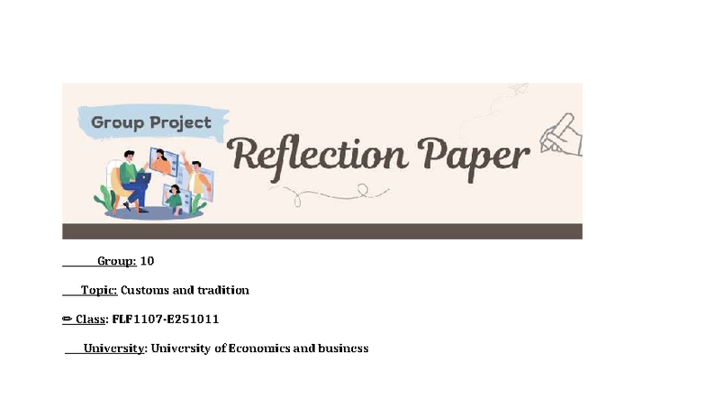 Customs and Traditions Reflection Paper - Tmpmc 5wf8 - Studocu