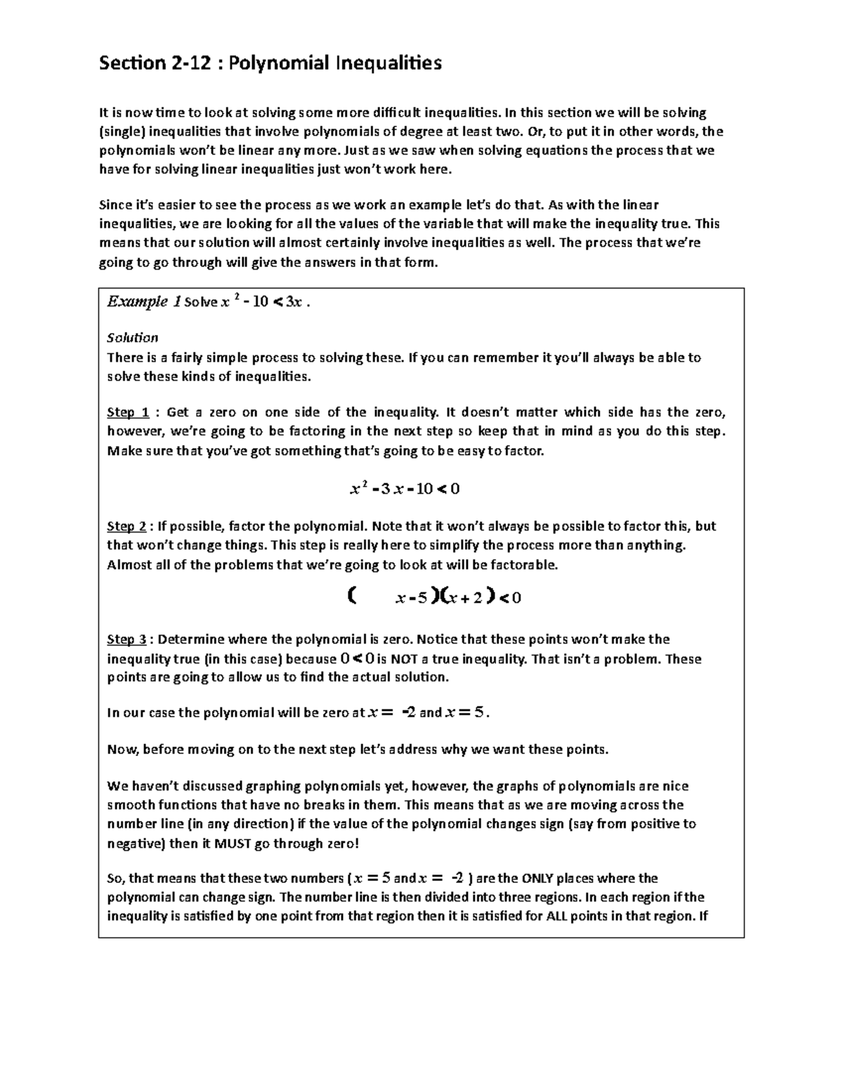 Algebra 133: Detailed Analysis of Polynomial Inequalities and Solutions ...