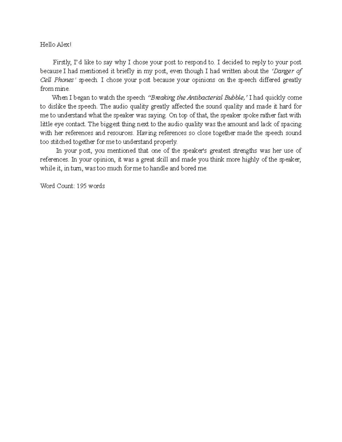 Week 2 post - Weekly discussion post example for week 2 - Hello ...