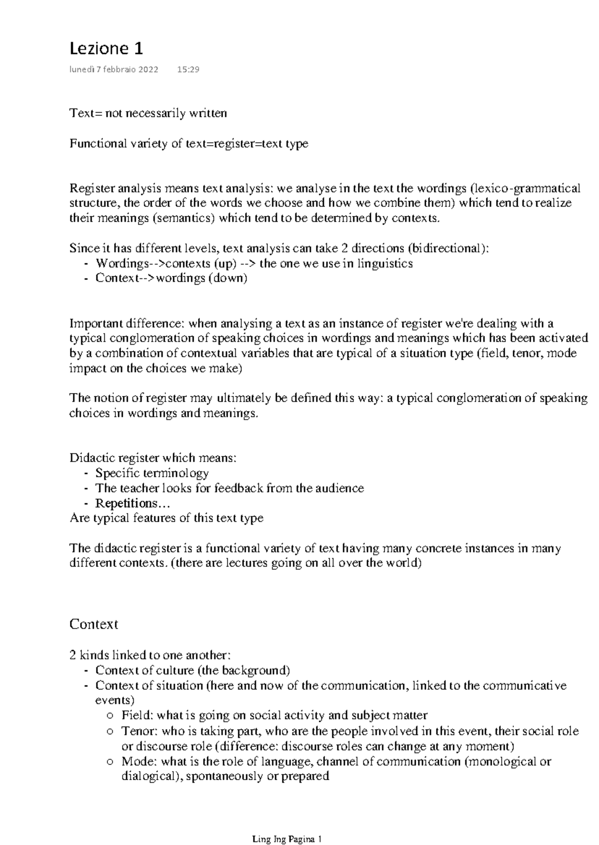 Functional Grammar 3: Lecture Insights on Register Analysis - Studocu