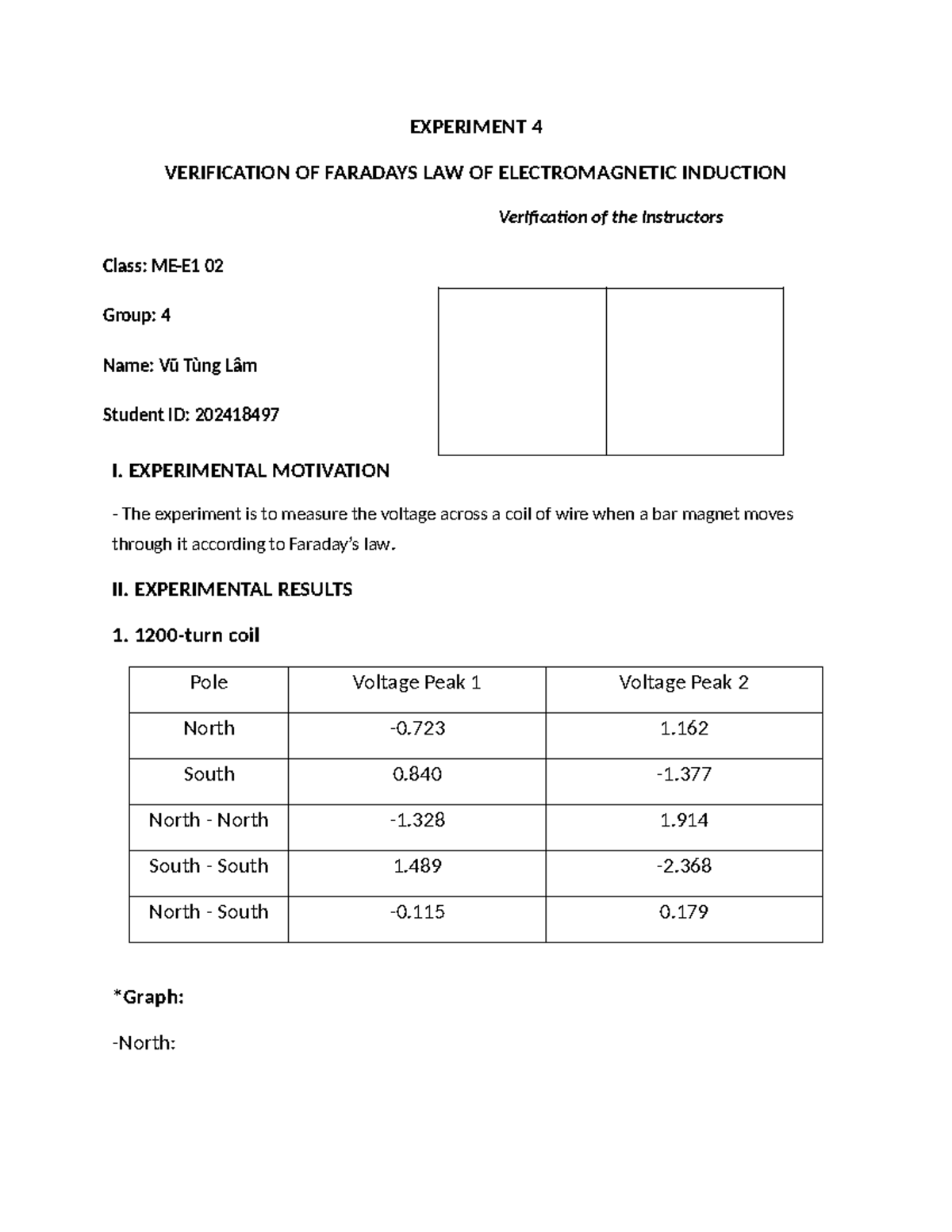 LAB Report: Verification of Faraday's Law of Electromagnetic Induction ...