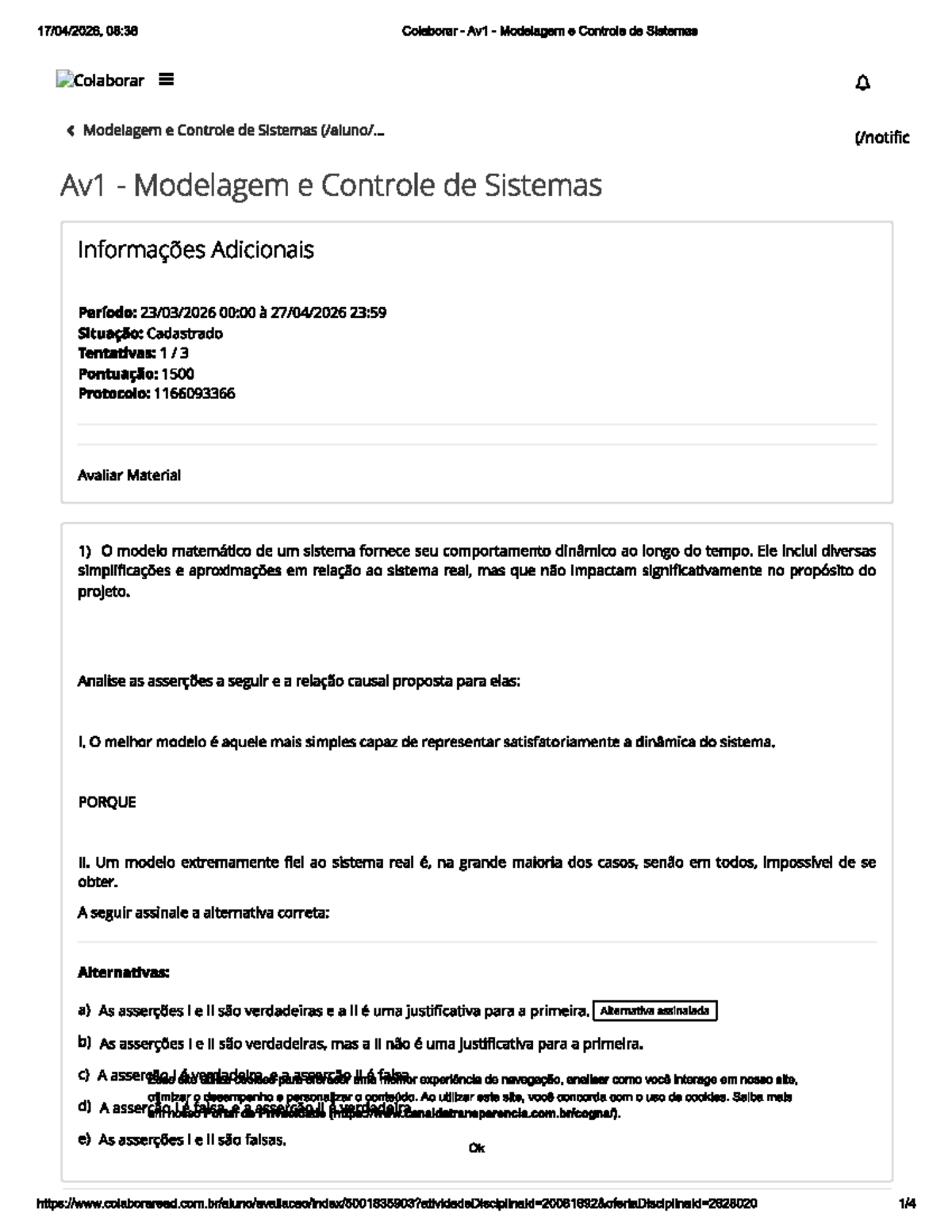 08:38 Av1 - Modelagem e Controle de Sistemas: Análise e MATLAB - Studocu