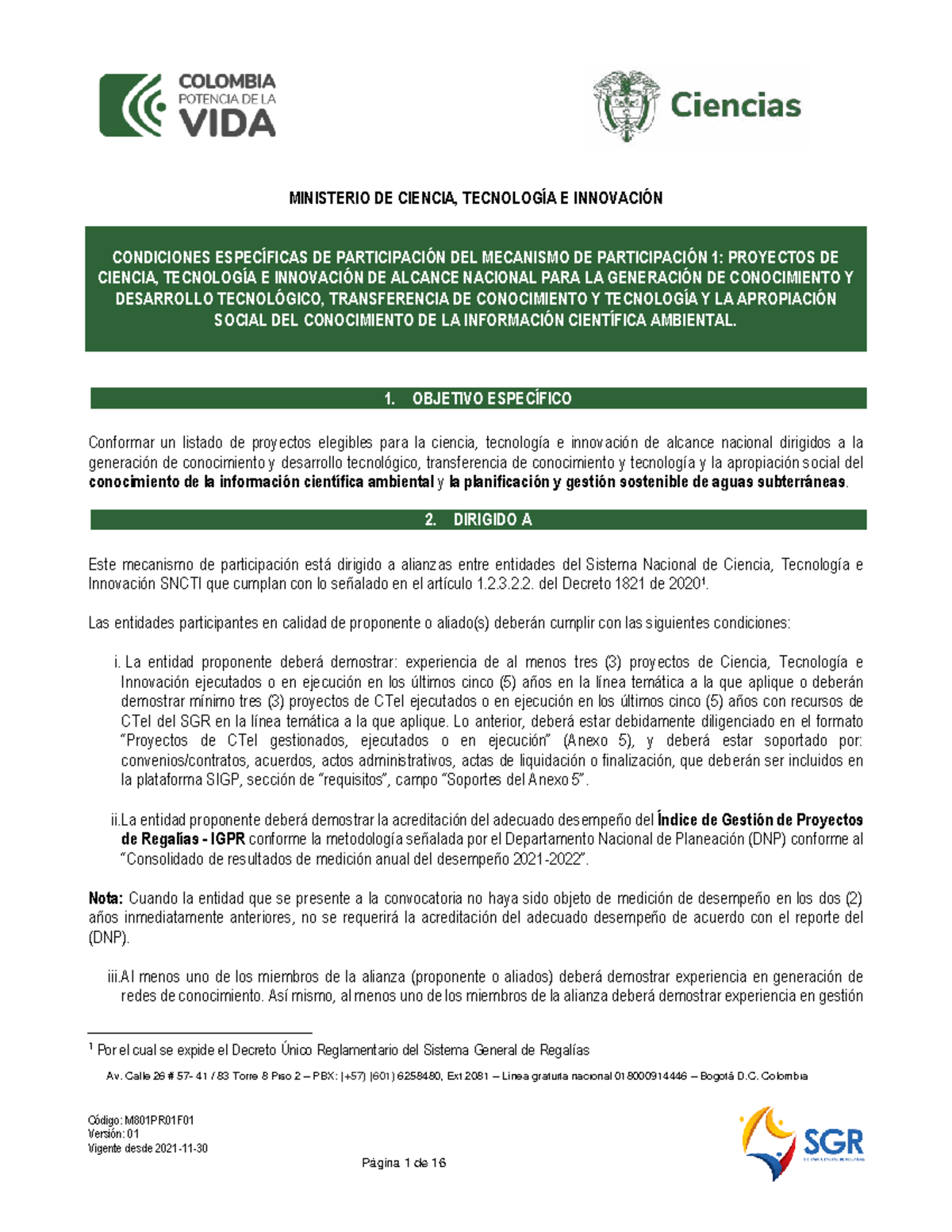 Convocatoria 34: Mecanismo 1 para Proyectos de CTeI Nacional - Studocu