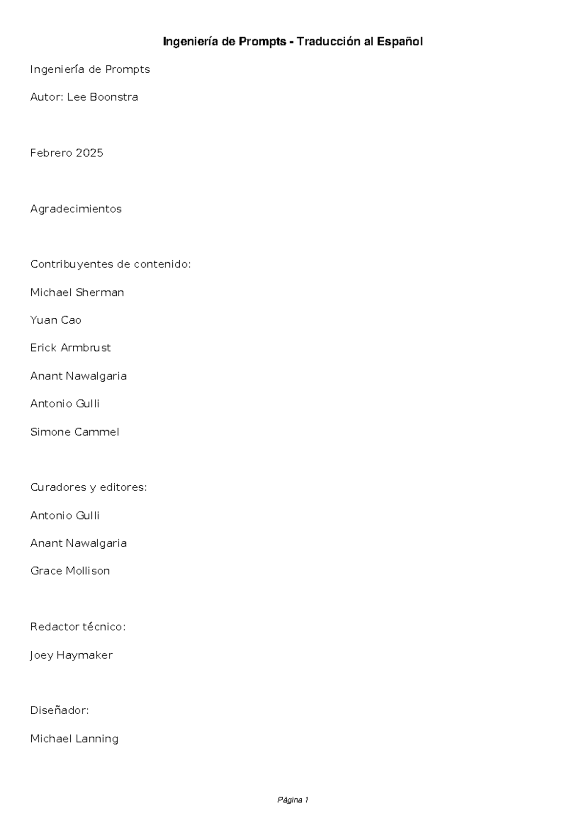 Guía de Ingeniería de Prompts - Traducción al Español ES Indice - Document Preview