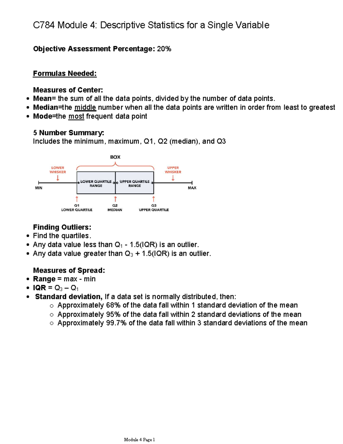 C784 Module 4: Descriptive Stats & Graphical Displays Notes - Studocu