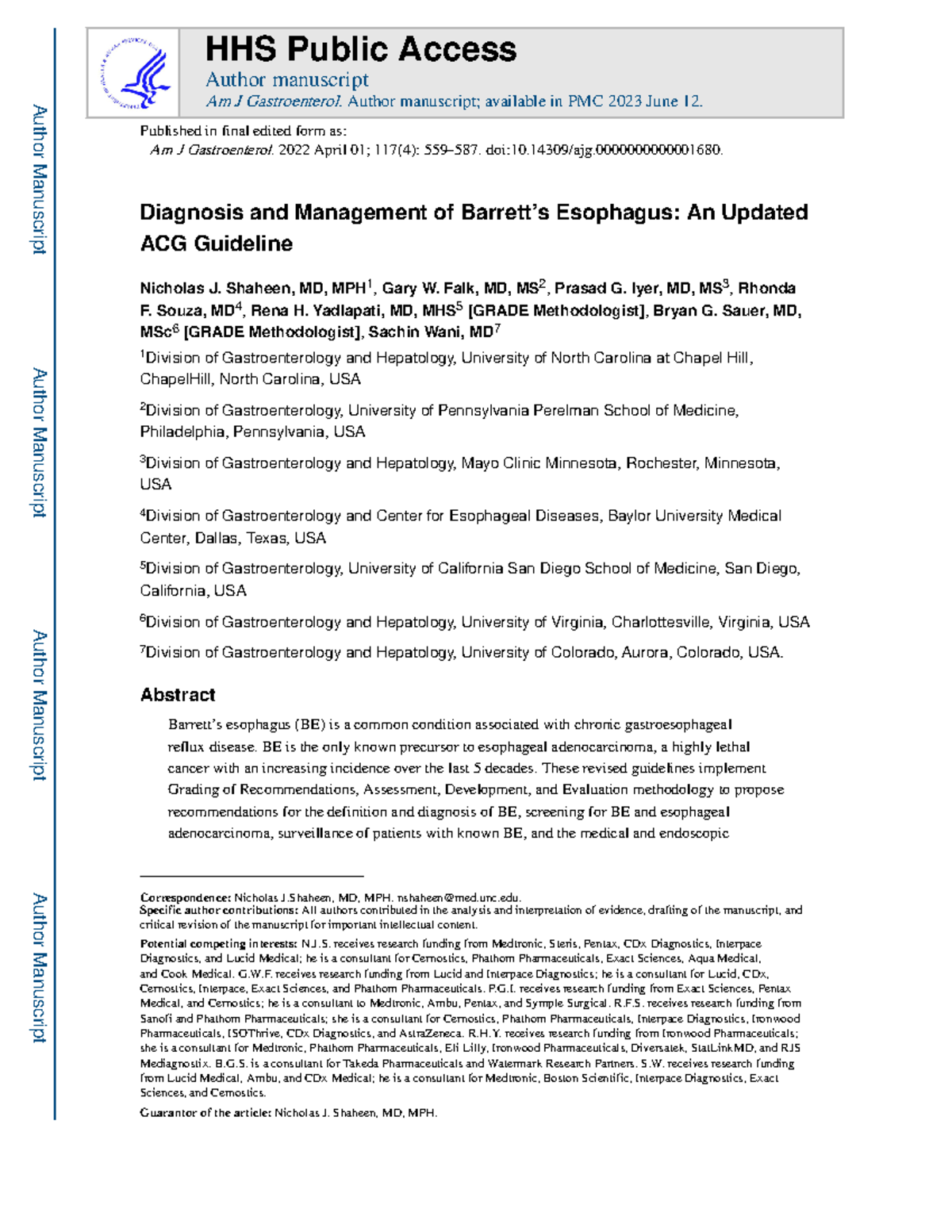 ACG Guidelines 2022: Diagnosis & Management of Barrett's Esophagus ...