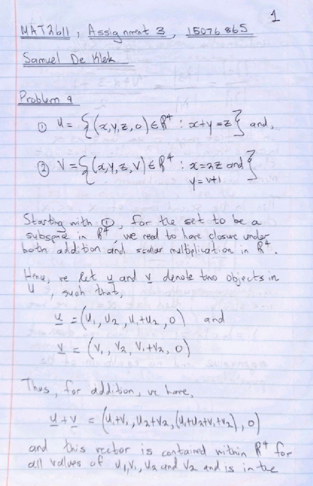 MAT2611 Assignment 3: Exploring Subspaces and Linear Independence - Studocu