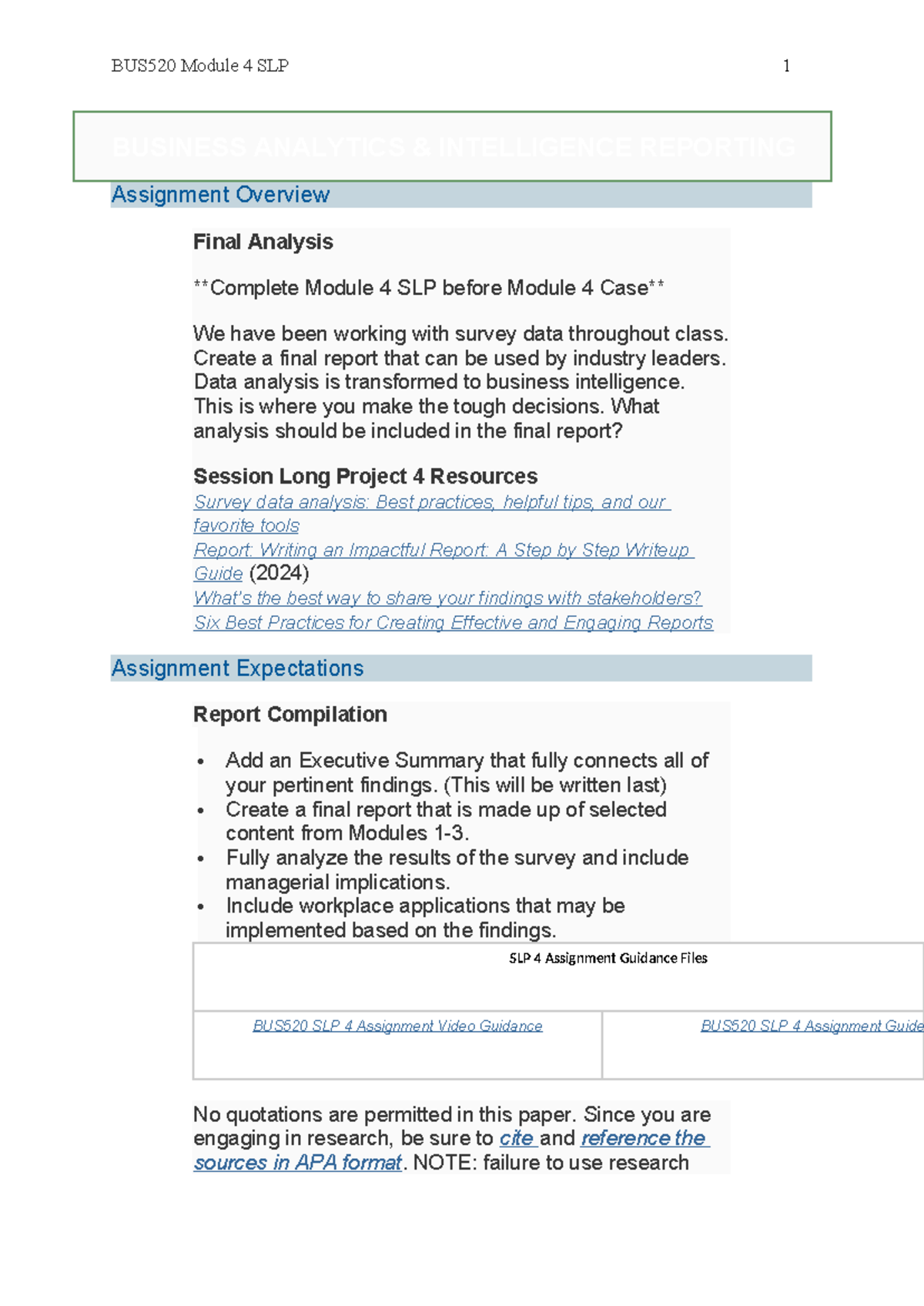 BUS520 Module 4 SLP: Final Analysis of Business Analytics Insights ...
