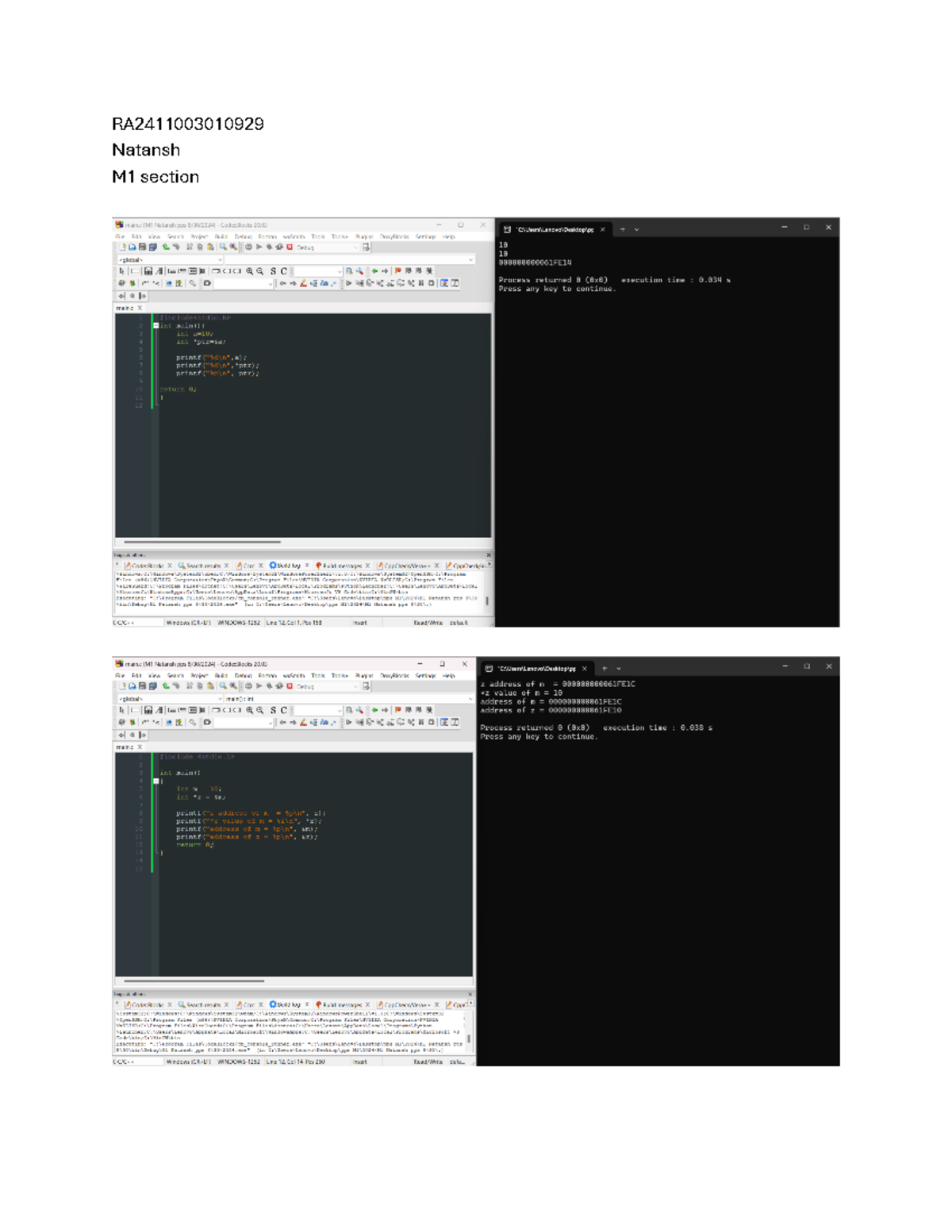 RA2411003010929: Class PPS Code::Blocks Project Overview - Studocu