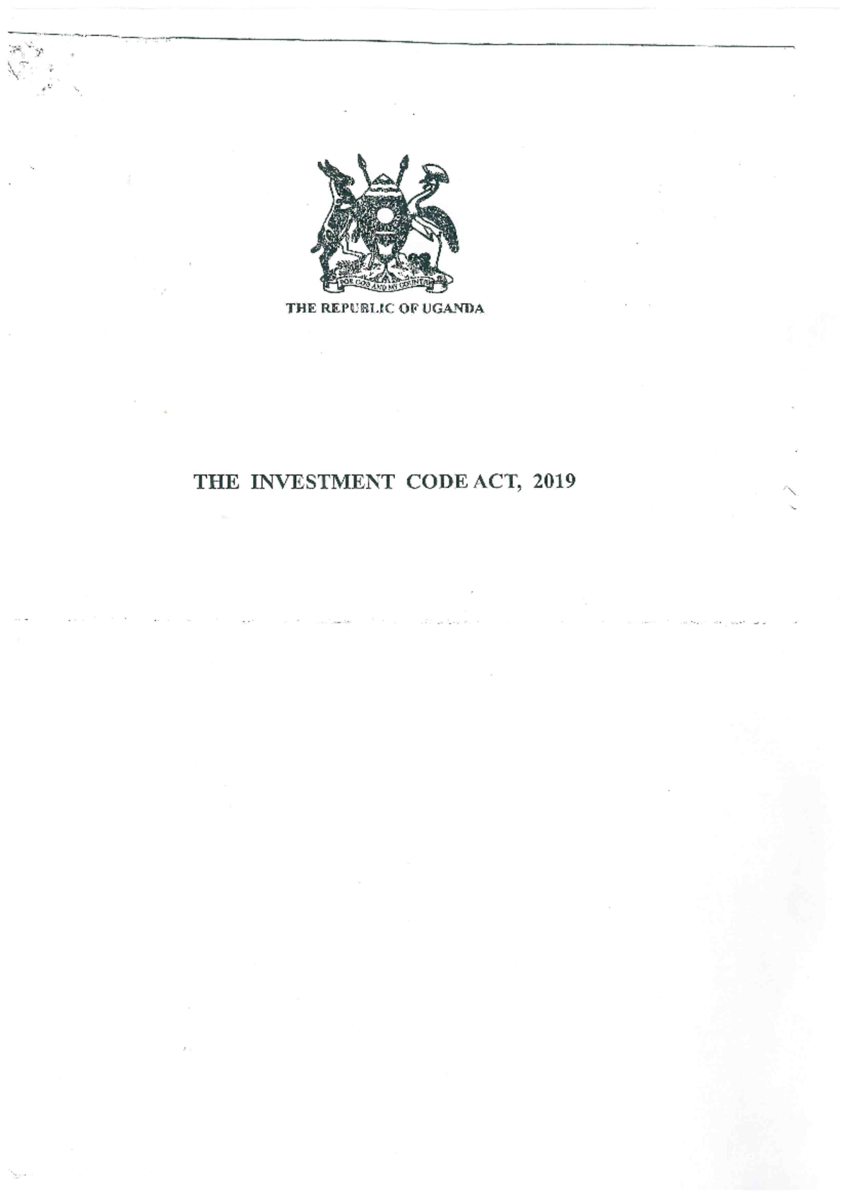 Investment Code Act 2019: Comprehensive Overview and Analysis - Studocu