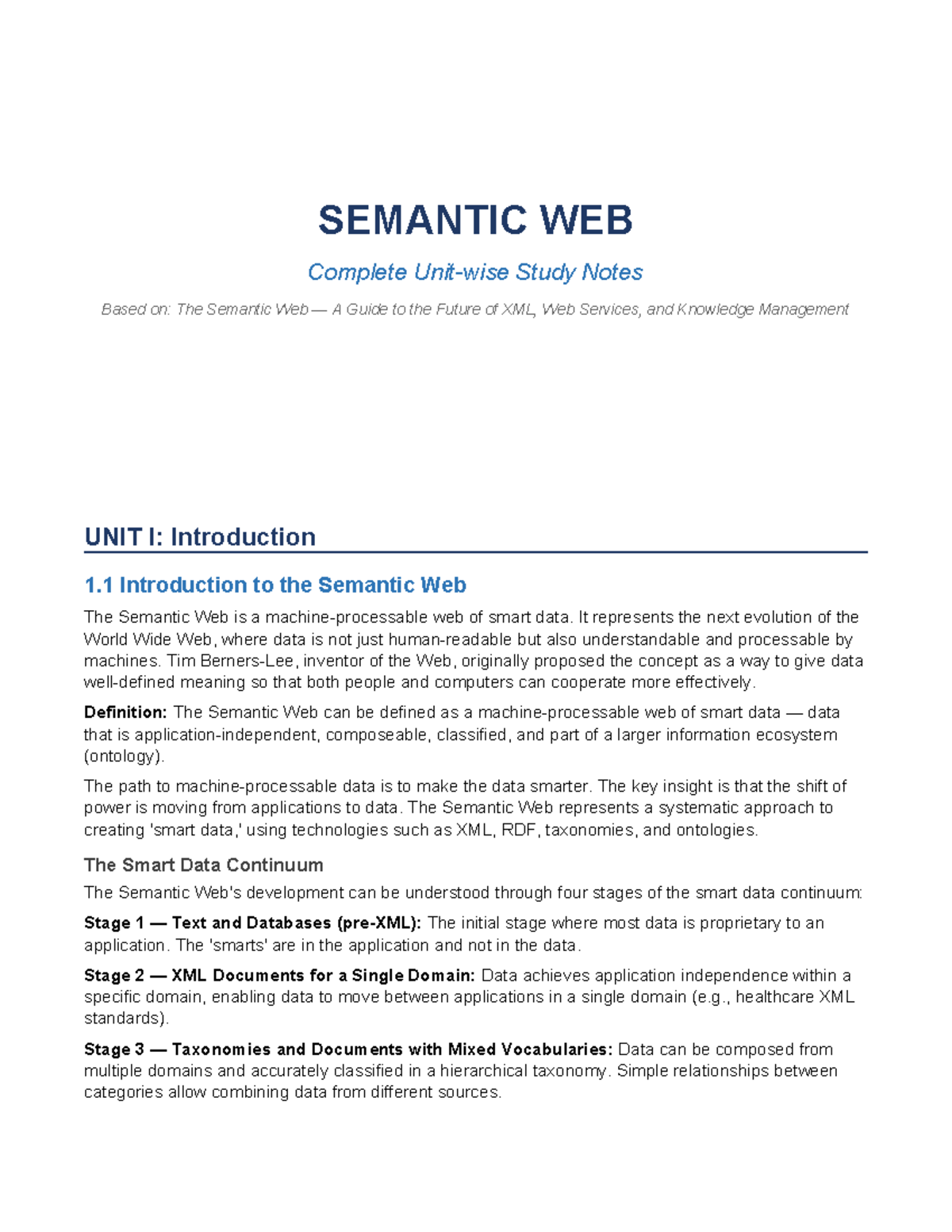 SW 101: Complete Study Notes on the Semantic Web - Studocu