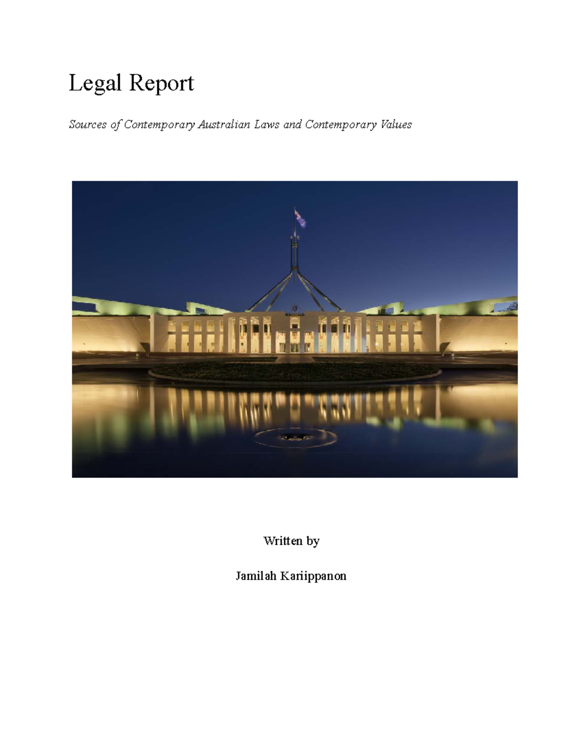 Legal Report: Sources of Contemporary Australian Laws (Legal Studies ...