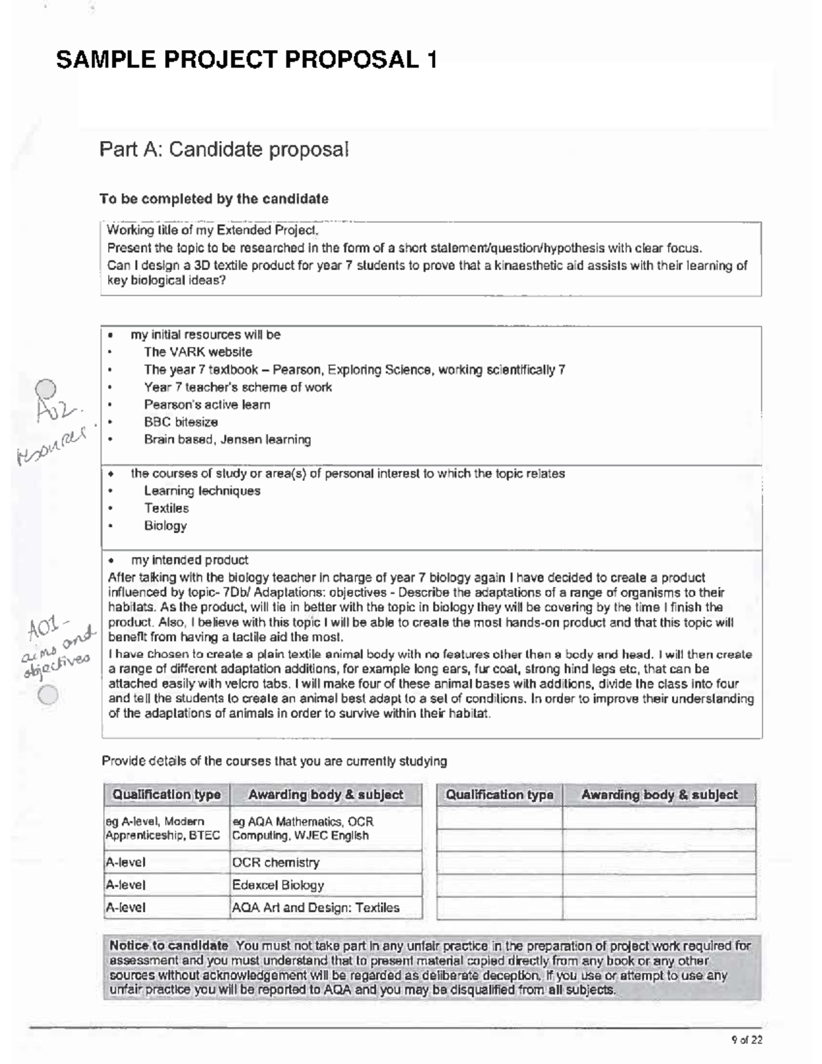 Lesson 14 Sample of EPQ Project Proposals - Studocu