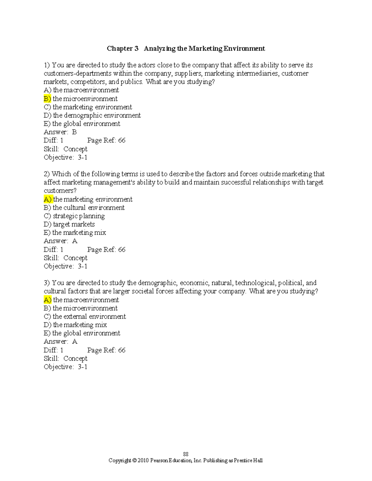 Kotler Chapter 3 - Chapter 3 Analyzing the Marketing Environment 1) You ...