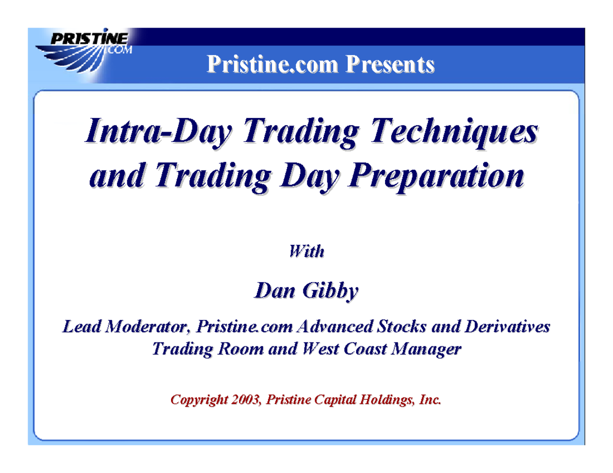 Pristine.com Day Trading Techniques & Prep Notes - Studocu