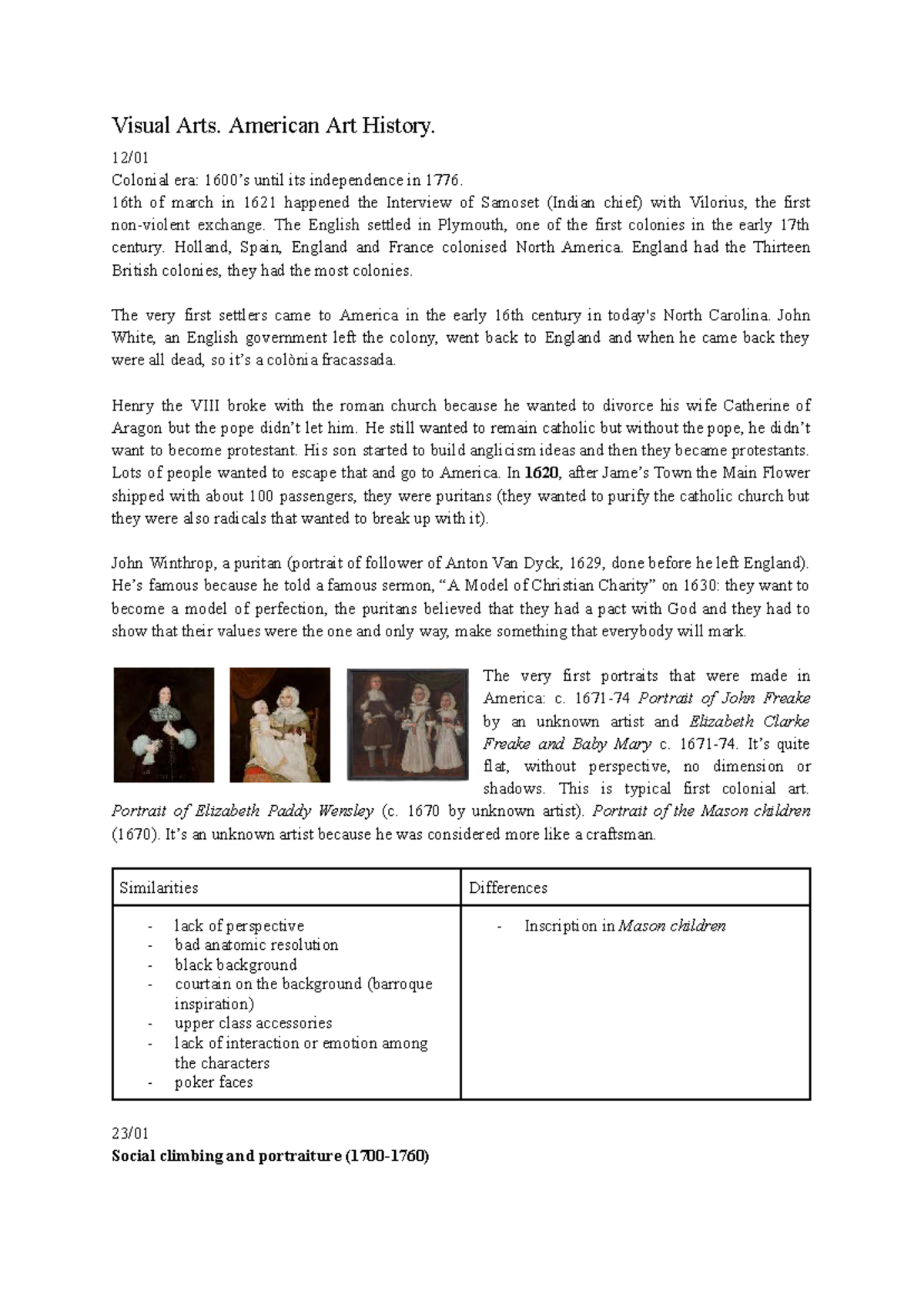 Visual Arts Notes: American Art History (Colonial Era to Civil War ...