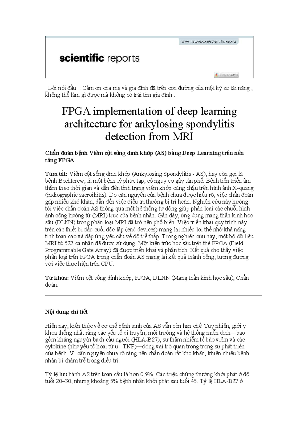 FPGA Implementation of Deep Learning for AS Detection from MRI - Studocu
