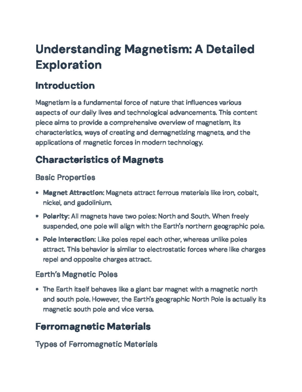 Understanding Magnetism: Comprehensive Overview and Applications ...