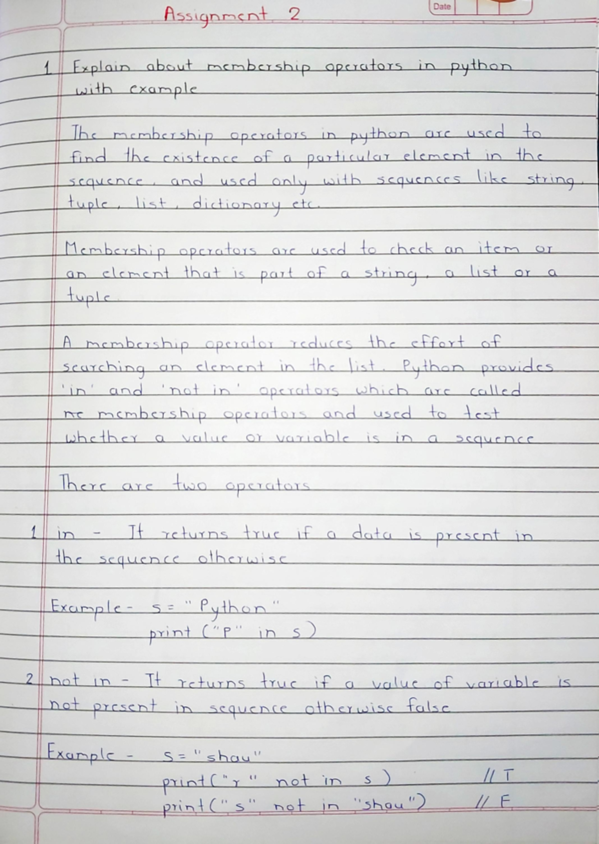 PWP Assignment 2 - Assignmcnt 2 Date 1Explain about membcIship ...