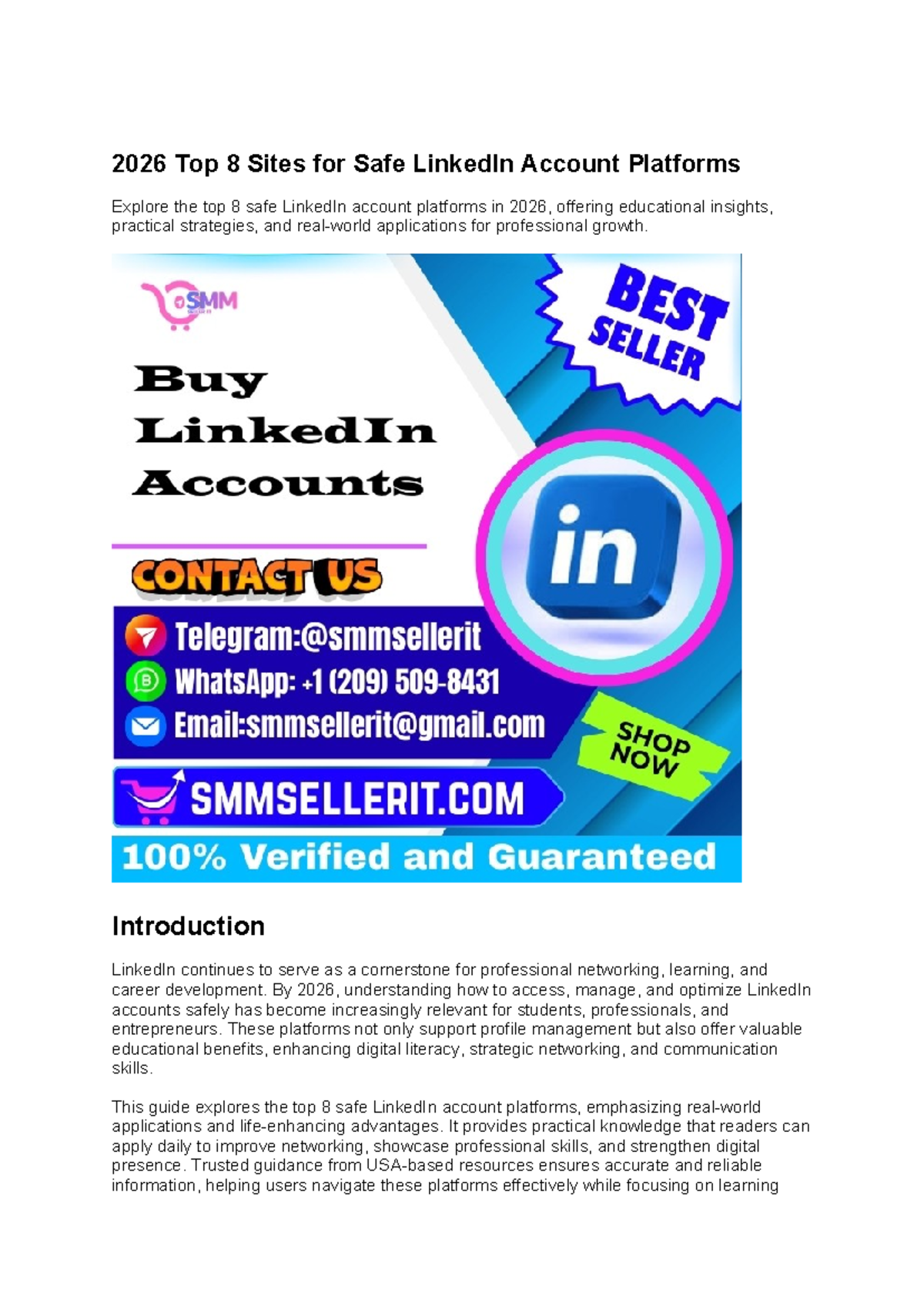 Top 8 Safe Platforms for Buying LinkedIn Accounts in 2026 - Studocu