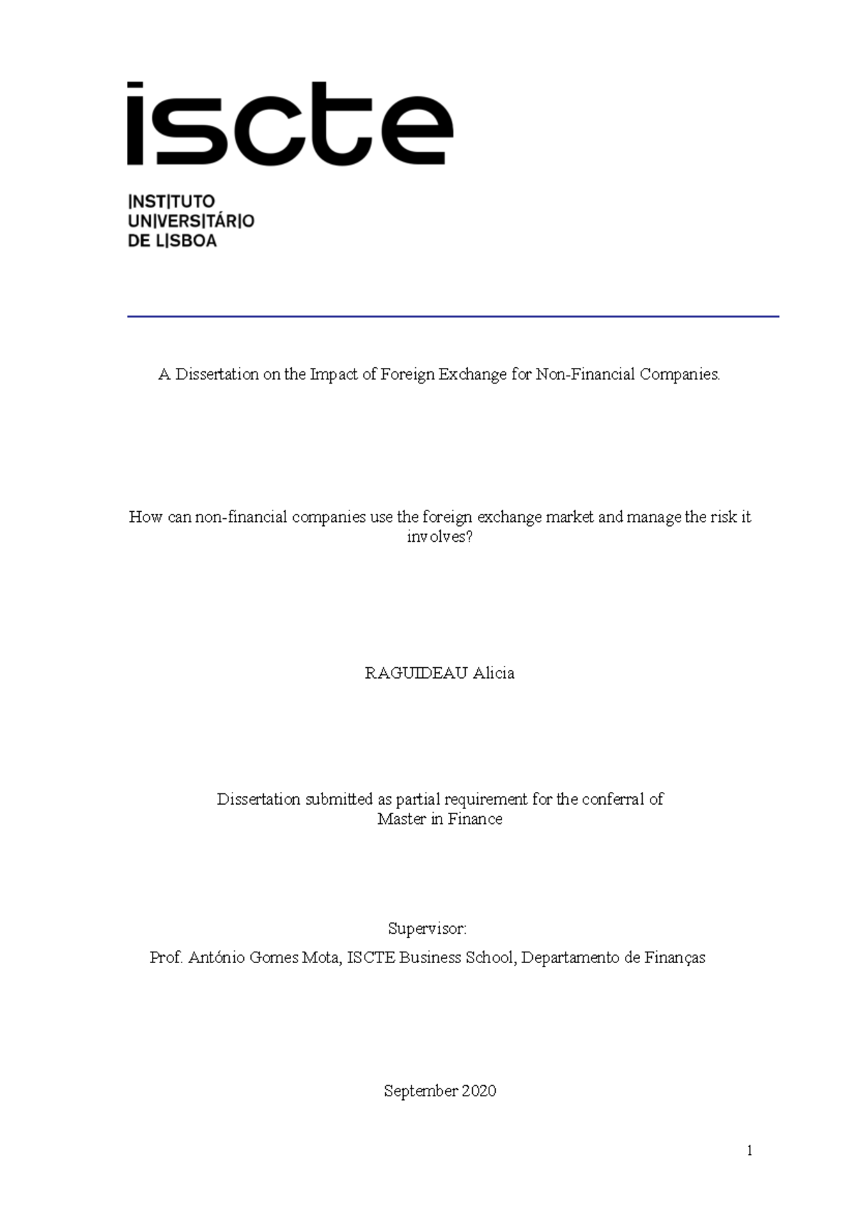 Master alicia raguideau - A Dissertation on the Impact of Foreign ...
