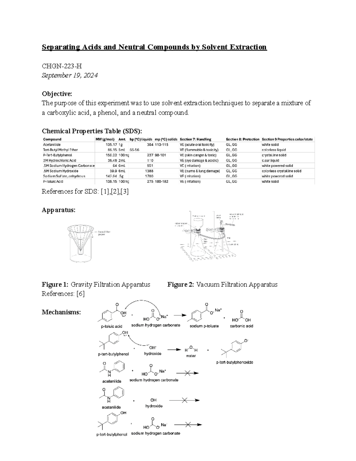 Lab 4 - lab report - Separating Acids and Neutral Compounds by Solvent ...