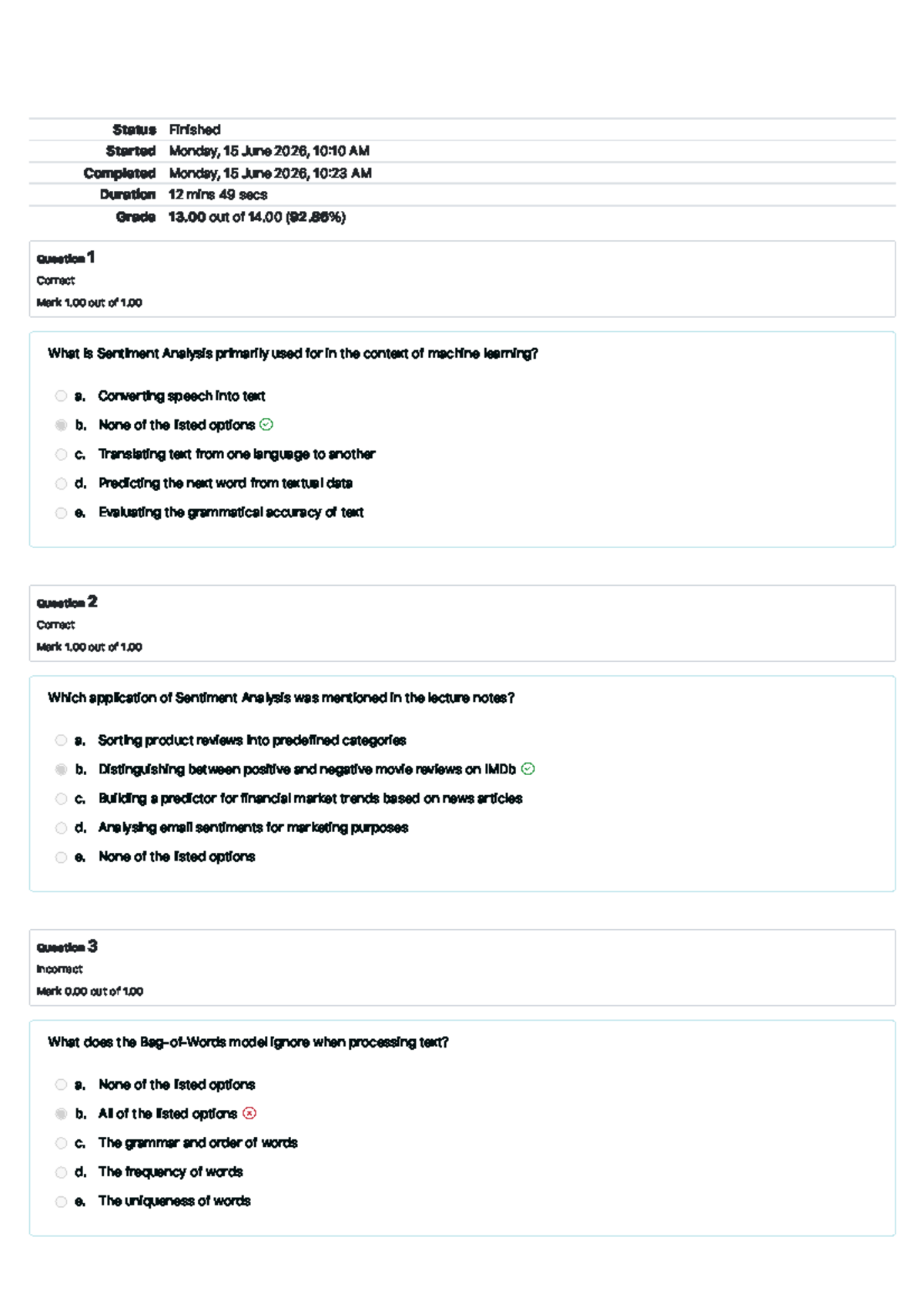 Quiz on Sentiment Analysis and NLP Concepts - Studocu