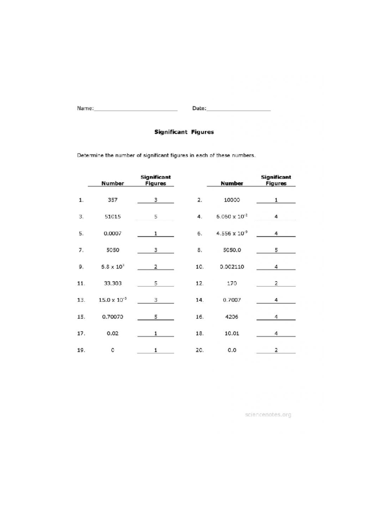 T1S1 Metric Unit Conversion & Scientific Notation Worksheet Answers ...