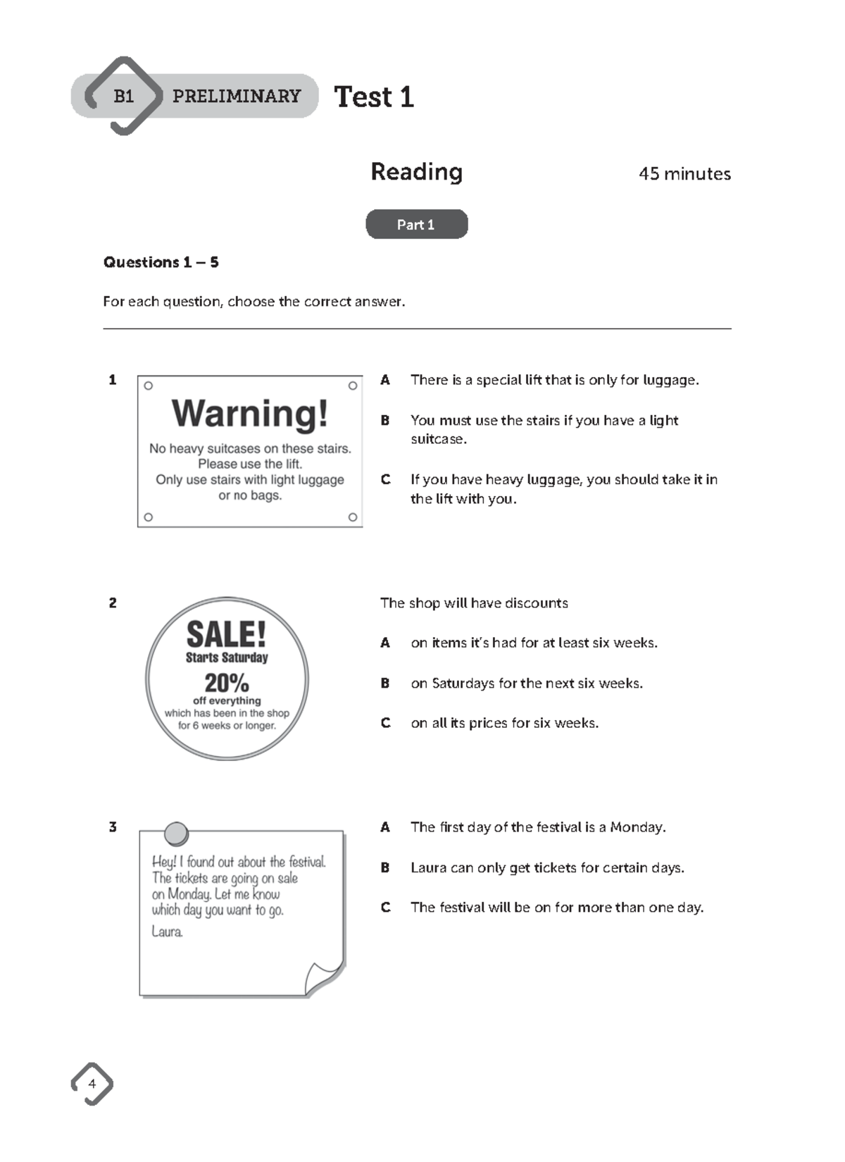 B1 Preliminary Test 1 Reading & Writing Practice - Studocu