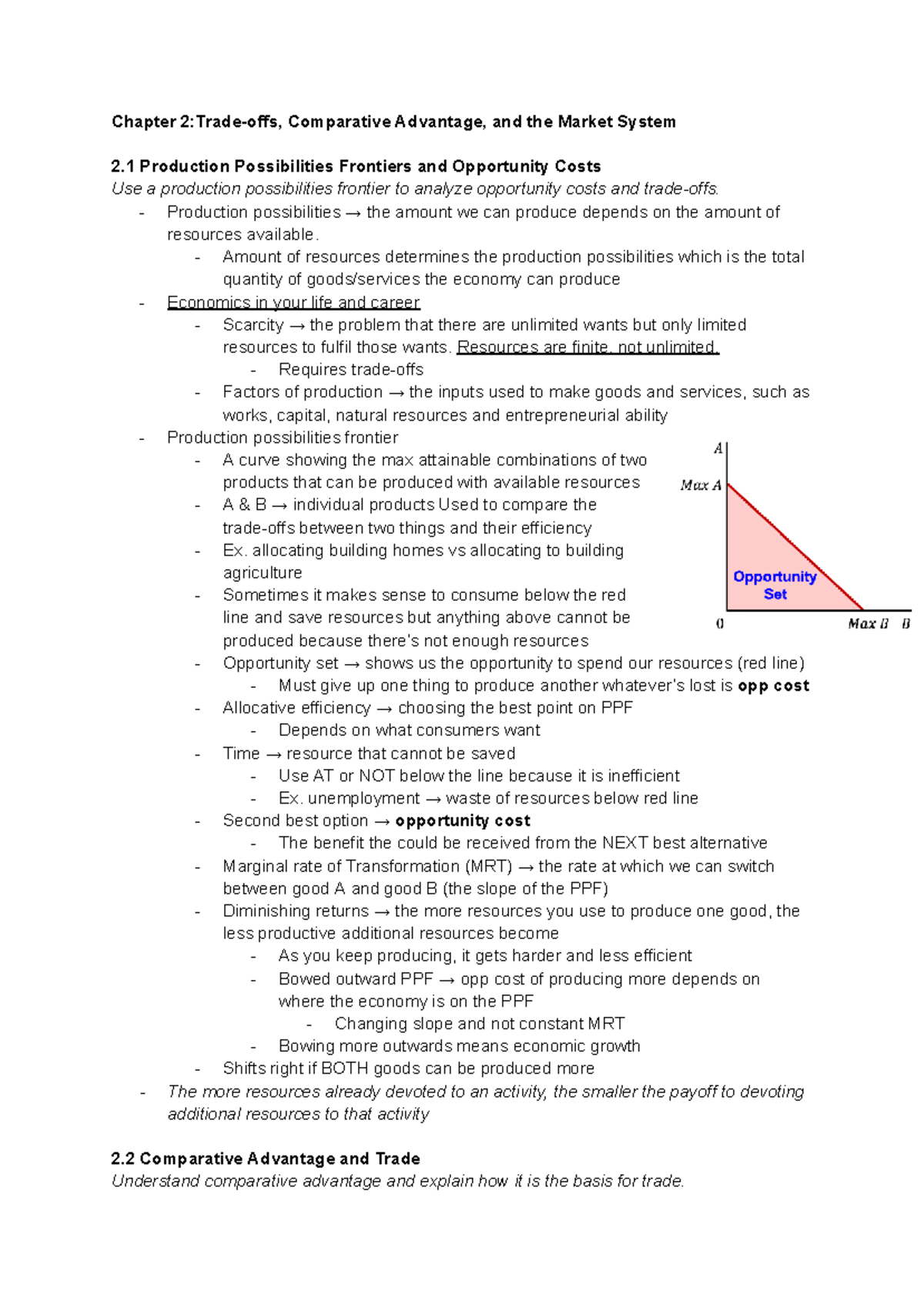 Chapter 1: Comparative Advantage & Market System Overview - Studocu