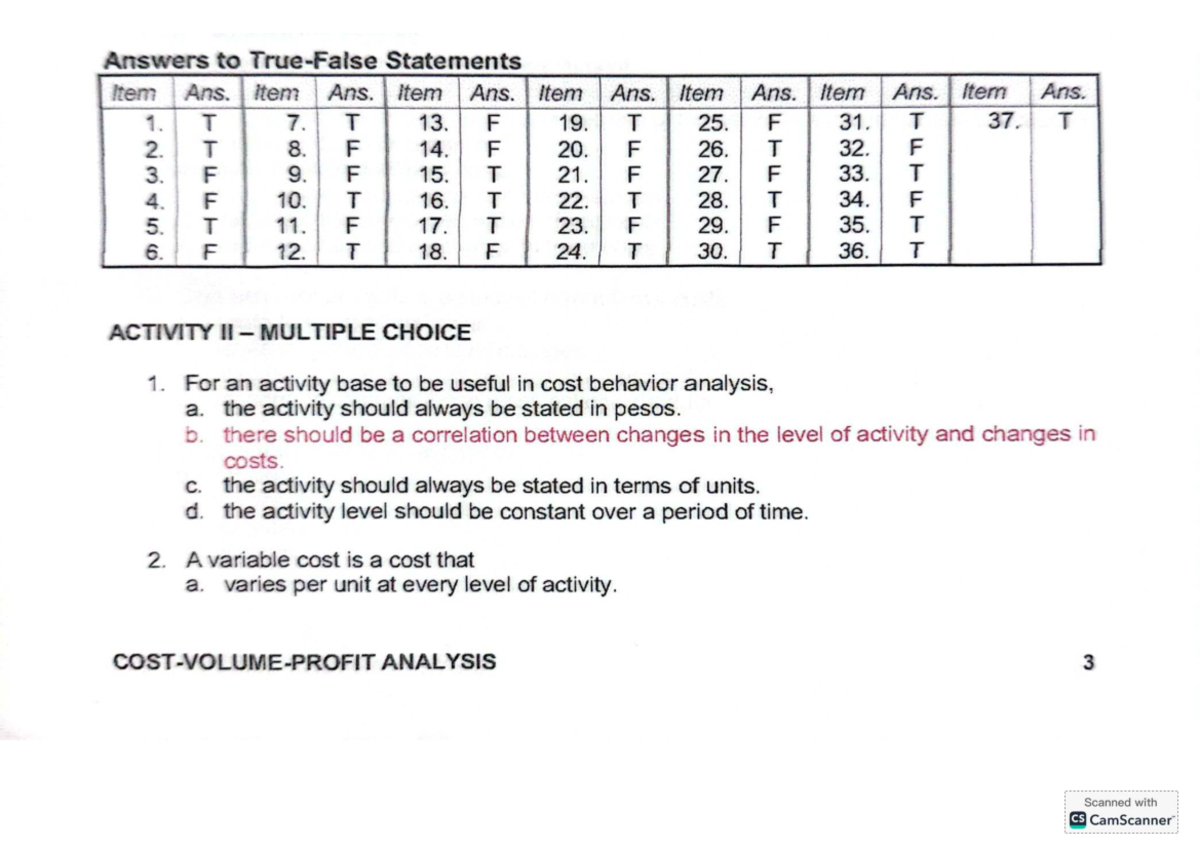 CVP analysis - Lecture notes for course code ACT 101 - Studocu