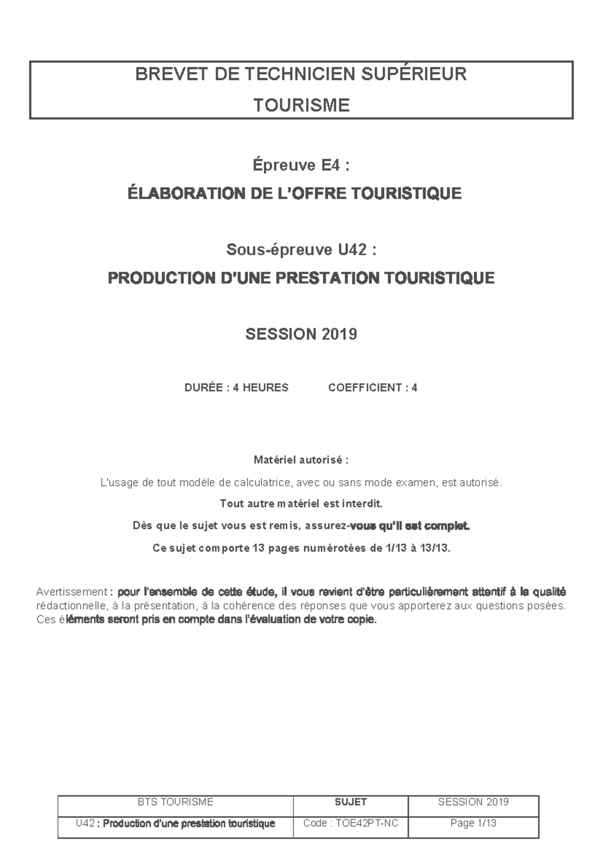 BTS TOURISME E4 U42 : Analyse de la Société Rêves de Mer - Session 2019 ...