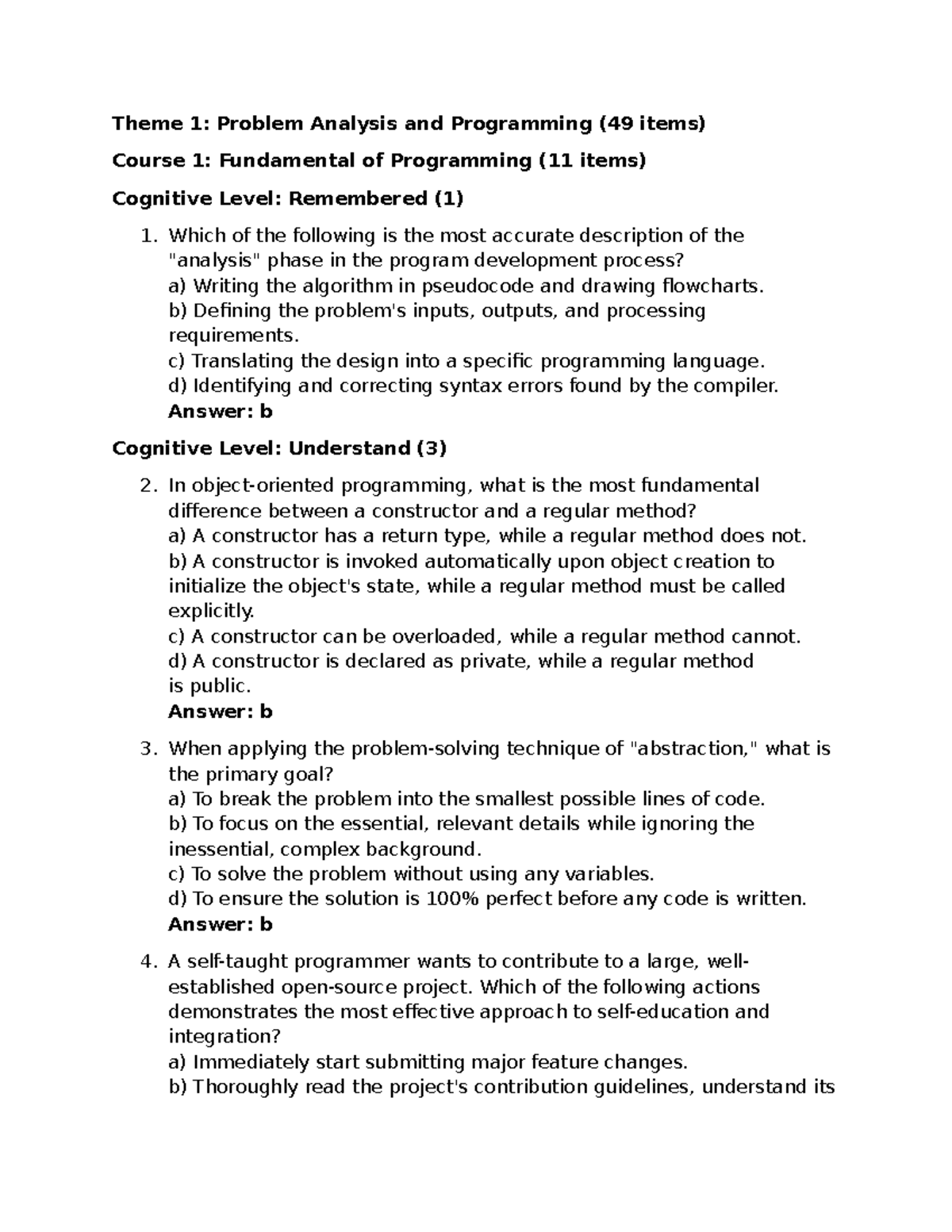 Theme 1: Problem Analysis & Programming (C1) - Exam Review Notes - Studocu