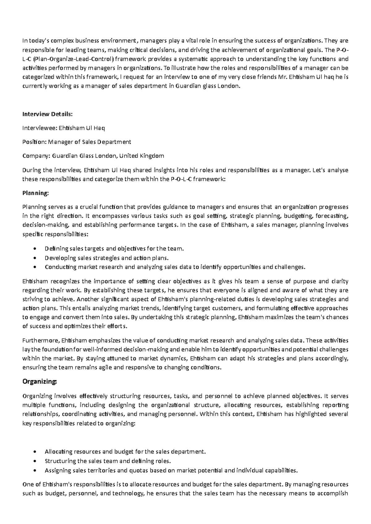 Roles and Responsibilities of a Manager in Organizations - Studocu