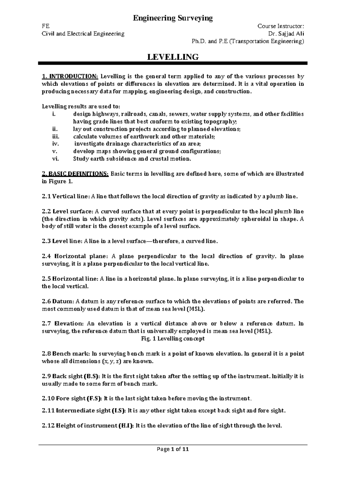 Levelling for CE and EE - this is a document on engineering surveying ...