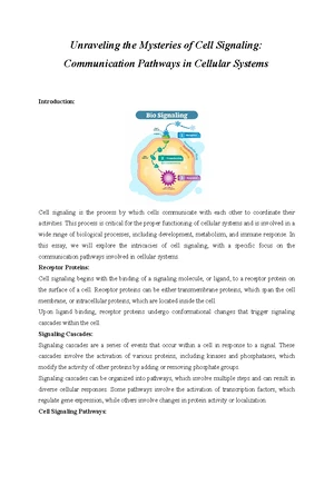 Cell Signaling - Study Notes & Assignments - Studocu